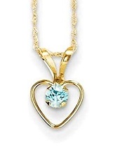extraordinary itty-bitty blue zircon heart birthstone necklace for babies